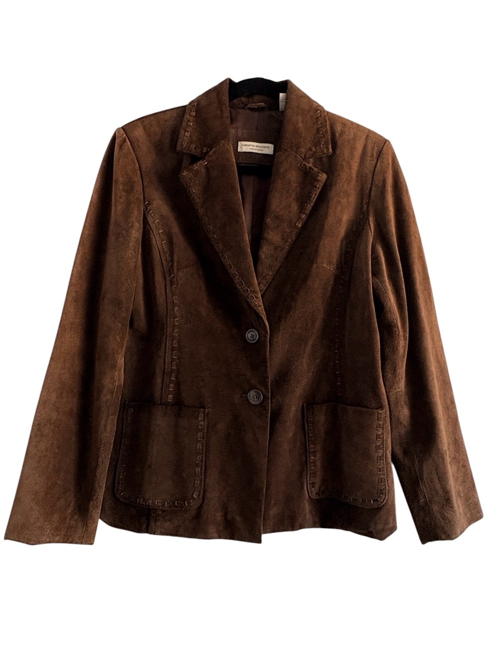 Vintage Valerie Stevens Separates Brown Suede Button-Front Blazer Jacket